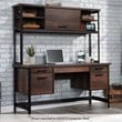 Pemberly Row Contemporary Engineered Wood and Metal Hutch in Barrel Oak