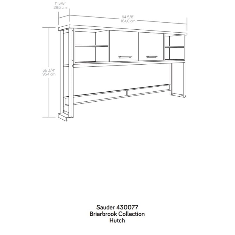Pemberly Row Engineered Wood and Metal Large Hutch in Barrel Oak