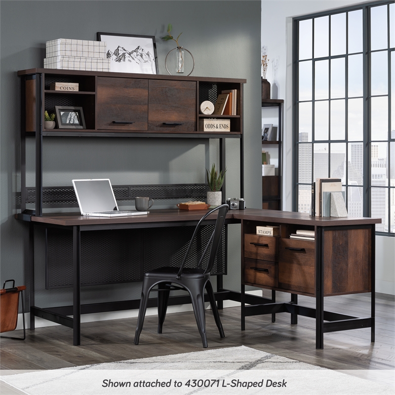 Pemberly Row Engineered Wood and Metal Large Hutch in Barrel Oak