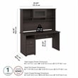 Pemberly Row 60W Computer Desk with Hutch in Heather Gray - Engineered Wood
