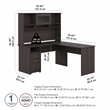Pemberly Row Engineered Wood 60W L Shaped Computer Desk w/ Hutch in Heather Gray