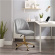 Pemberly Row Upholstered Adjustable Swivel Desk Chair Gold Legs in Light Gray