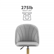 Pemberly Row Upholstered Adjustable Swivel Desk Chair Gold Legs in Light Gray