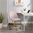 Pemberly Row Upholstered Adjustable Swivel Desk Chair Gold Legs in Blush Pink