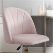 Pemberly Row Upholstered Adjustable Swivel Desk Chair Gold Legs in Blush Pink