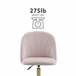 Pemberly Row Upholstered Adjustable Swivel Desk Chair Gold Legs in Blush Pink