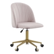 Pemberly Row Upholstered Adjustable Swivel Desk Chair Gold Legs in Blush Pink