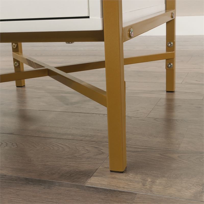 Pemberly Row Contemporary  Engineered Wood L-Desk in White Finish