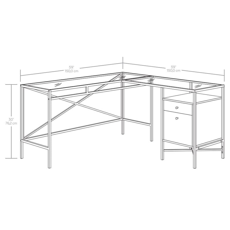 Pemberly Row Contemporary  Engineered Wood L-Desk in White Finish
