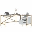 Pemberly Row Contemporary  Engineered Wood L-Desk in White Finish