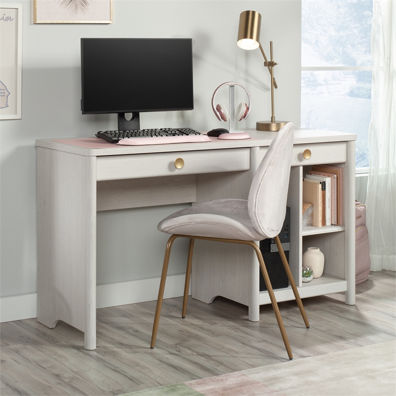 Pemberly Row Contemporary Engineered Wood Desk in Glacier Oak