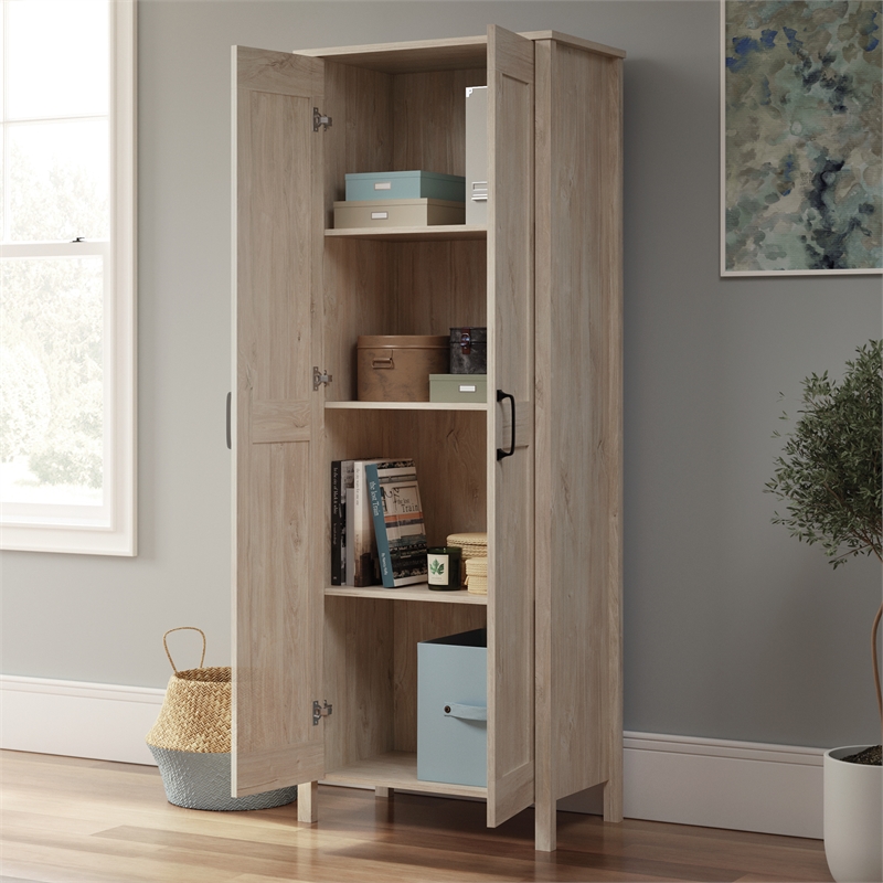 Pemberly Row Engineered Wood 2-Door Storage Cabinet in Chalk Oak