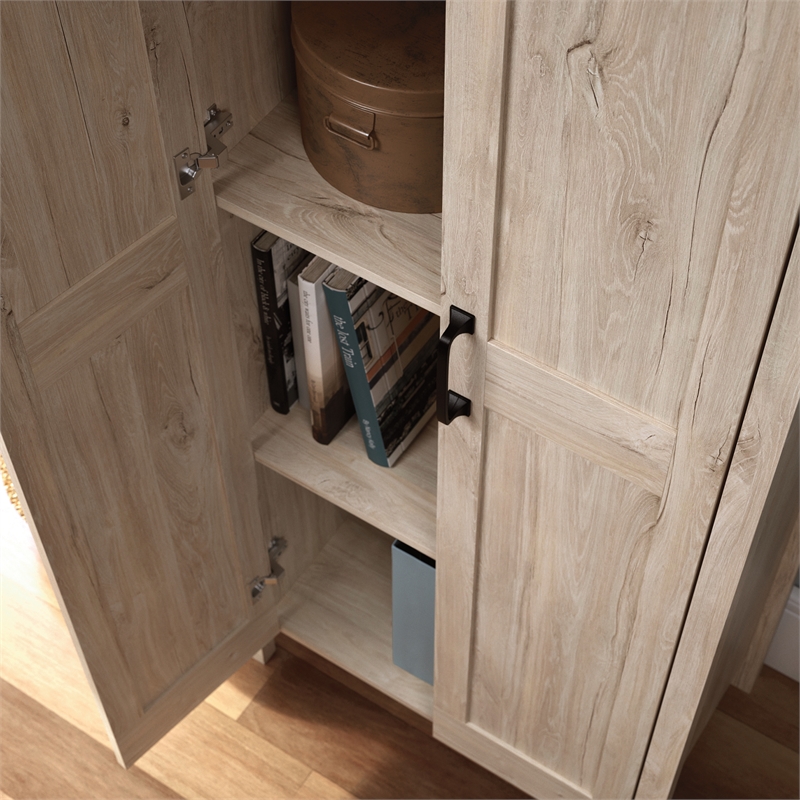 Pemberly Row Engineered Wood 2-Door Storage Cabinet in Chalk Oak