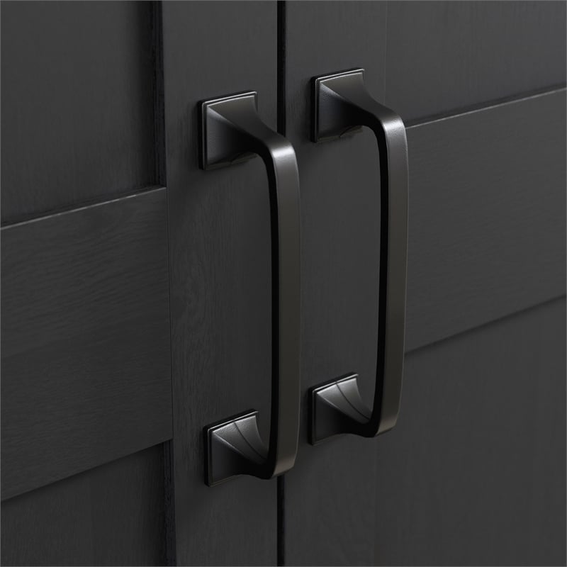 Pemberly Row Engineered Wood 2-Door Storage Cabinet in Raven Oak