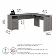 Pemberly Row 72W 3 Position Sit to St& L Shaped Desk in Gray - Engineered Wood