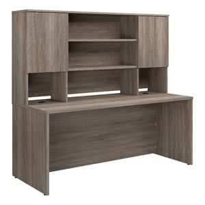 Pemberly Row Engineered Wood 72&quotx30&quot Desk with Hutch Bundle in Hudson Elm/Brown