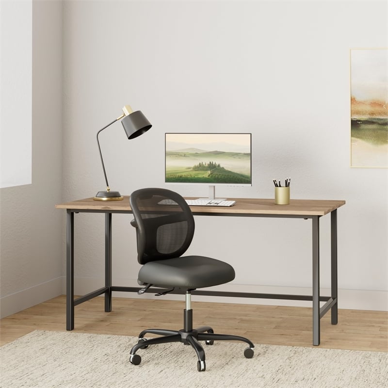 Pemberly Row Contemporary Mesh Big and Tall Office Chair in Black