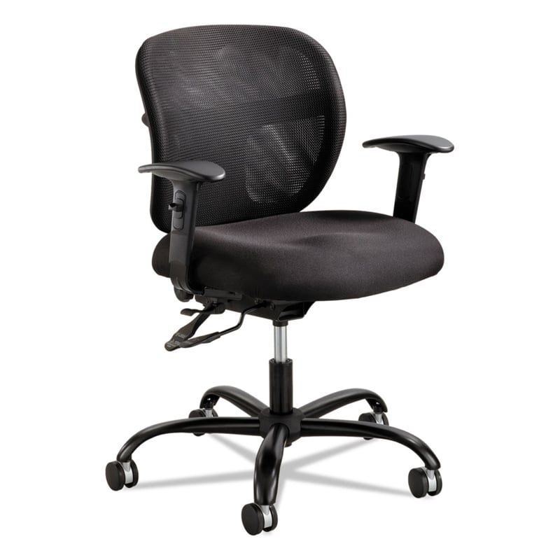 Pemberly Row Contemporary Mesh Big and Tall Office Chair in Black