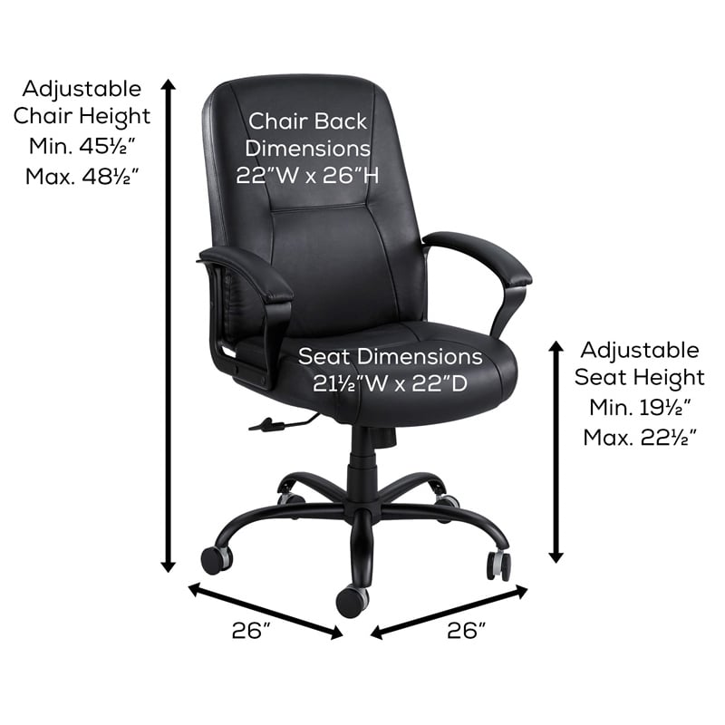 Pemberly Row High Back Big and Tall Office Chair in Black Leather