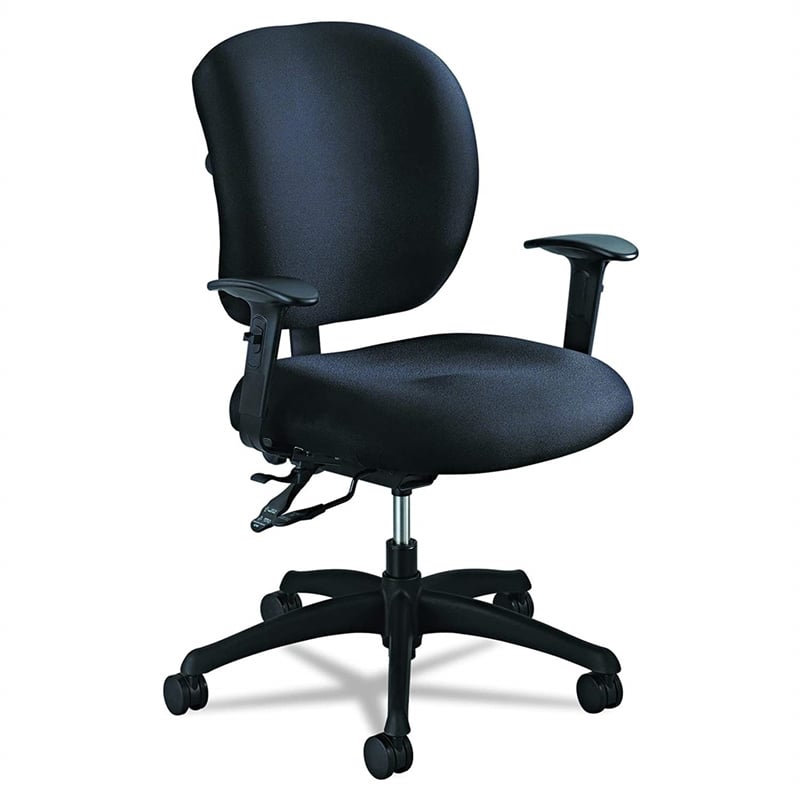 Pemberly Row Contemporary 24/7 Armless Task Office Chair in Black