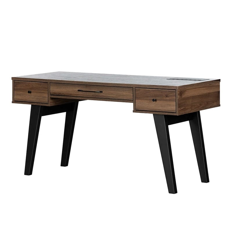 Pemberly Row Computer Desk with Power Bar Natural Walnut Pemberly Row