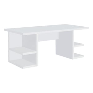 Pemberly Row Modern Wood Writing Desk with Open Shelves in White