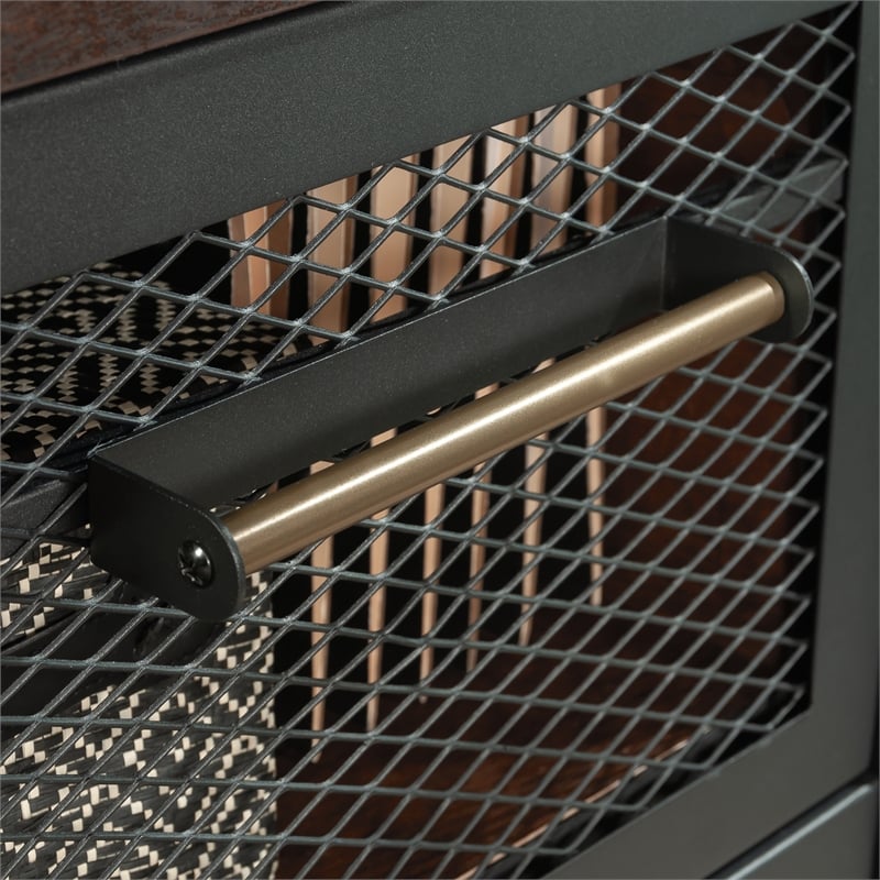 Pemberly Row Contemporary Engineered Wood/Metal File Tower in Barrel Oak