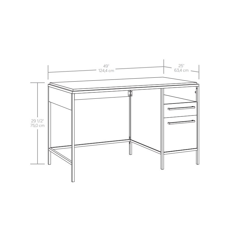Pemberly Row Engineered Wood/Metal Desk in Kiln Acacia/Brown