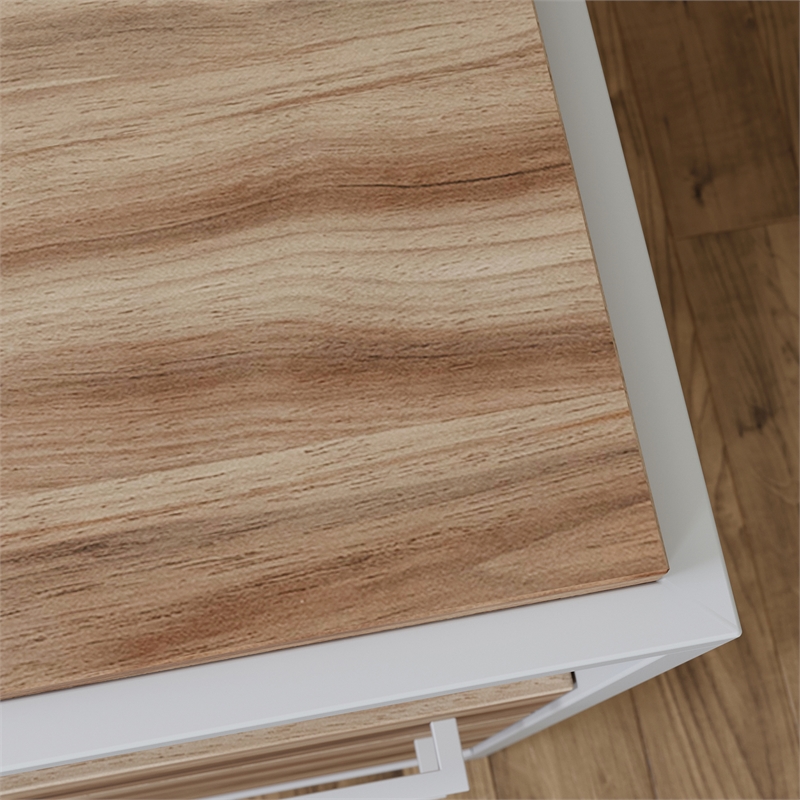 Pemberly Row Engineered Wood/Metal Desk in Kiln Acacia/Brown