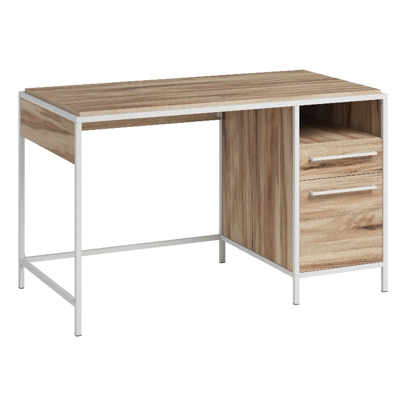 Pemberly Row Engineered Wood/Metal Desk in Kiln Acacia/Brown
