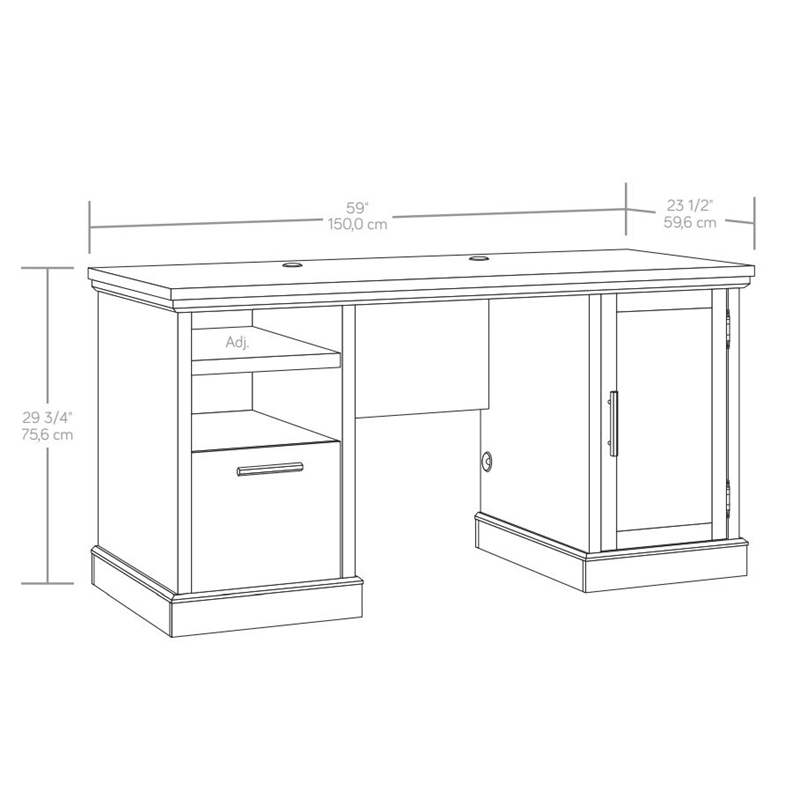 Pemberly Row Engineered Wood Computer Desk in Pebble Pine/Brown