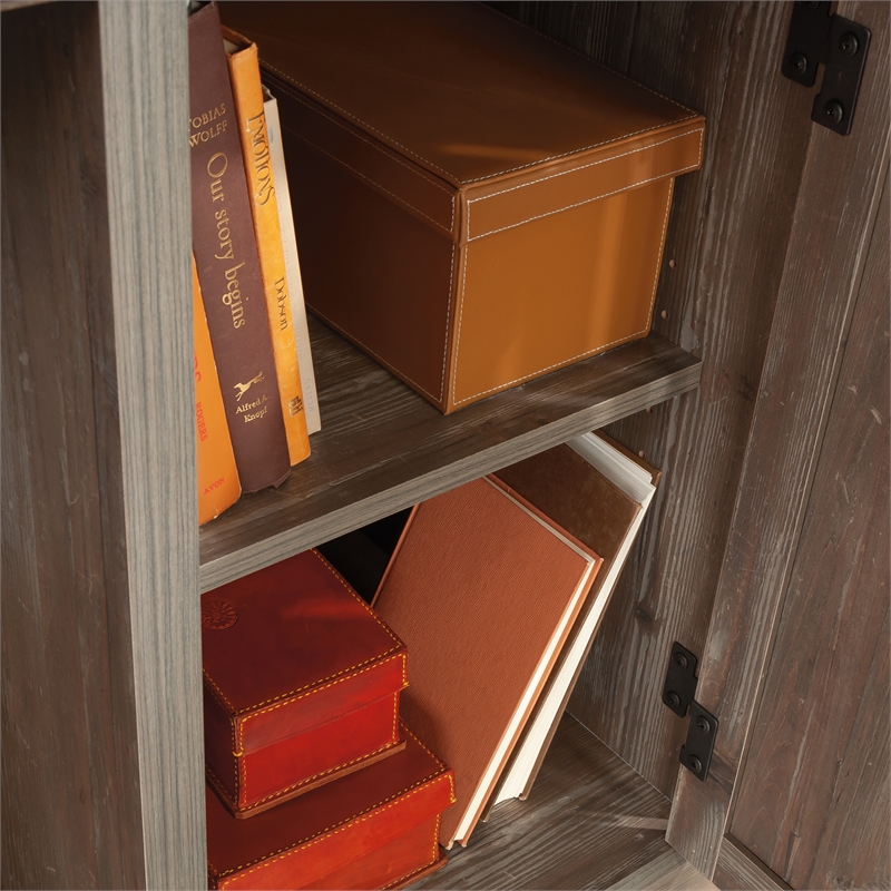 Pemberly Row Engineered Wood Computer Desk in Pebble Pine/Brown