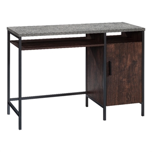 Pemberly Row Contemporary Engineered Wood and Metal Desk in Rich Walnut