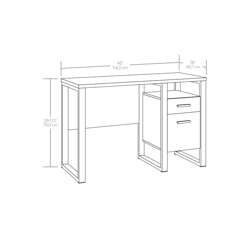 Pemberly Row Contemporary Engineered Wood and Metal Desk in Blade Walnut