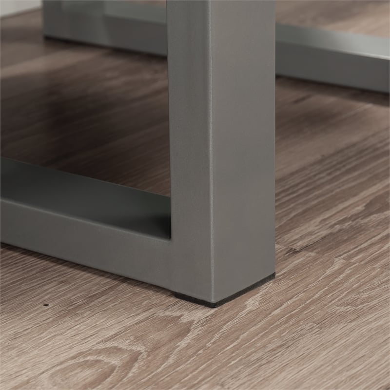 Pemberly Row Contemporary Engineered Wood and Metal Desk in Blade Walnut