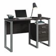 Pemberly Row Contemporary Engineered Wood and Metal Desk in Blade Walnut