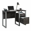 Pemberly Row Contemporary Engineered Wood and Metal Desk in Blade Walnut