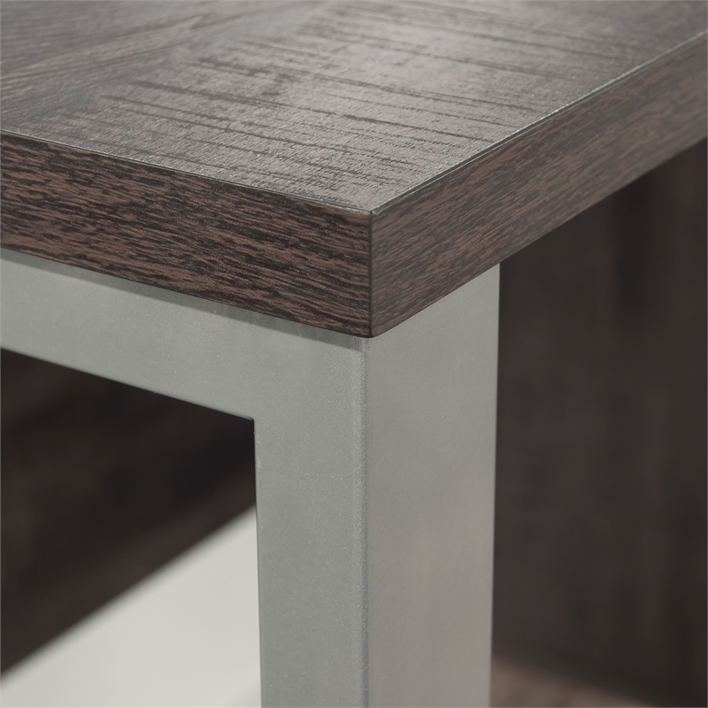 Pemberly Row Contemporary Engineered Wood and Metal Desk in Blade Walnut
