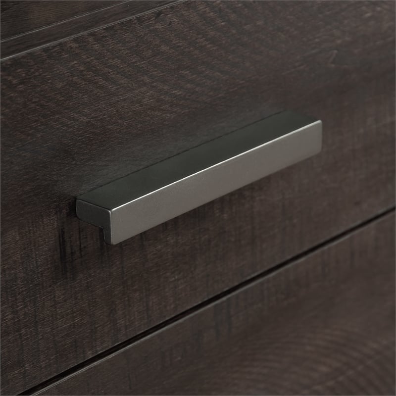 Pemberly Row Contemporary Engineered Wood and Metal Desk in Blade Walnut
