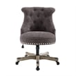 Pemberly Row Wood Upholstered Swivel Office Chair in Charcoal Gray