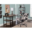 Pemberly Row Sturdy Rustic Desk with 2 Wood Shelves and Metal Frame in Black