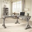 Pemberly Row 60W Farmhouse L Shaped Desk in Driftwood Gray - Engineered Wood
