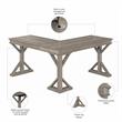 Pemberly Row 60W Farmhouse L Shaped Desk in Driftwood Gray - Engineered Wood