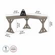 Pemberly Row 60W Farmhouse L Shaped Desk in Driftwood Gray - Engineered Wood