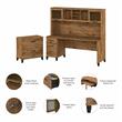 Pemberly Row 72W L Desk with Hutch & Bookcase in Fresh Walnut - Engineered Wood