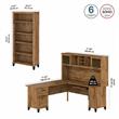 Pemberly Row 72W L Desk with Hutch & Bookcase in Fresh Walnut - Engineered Wood