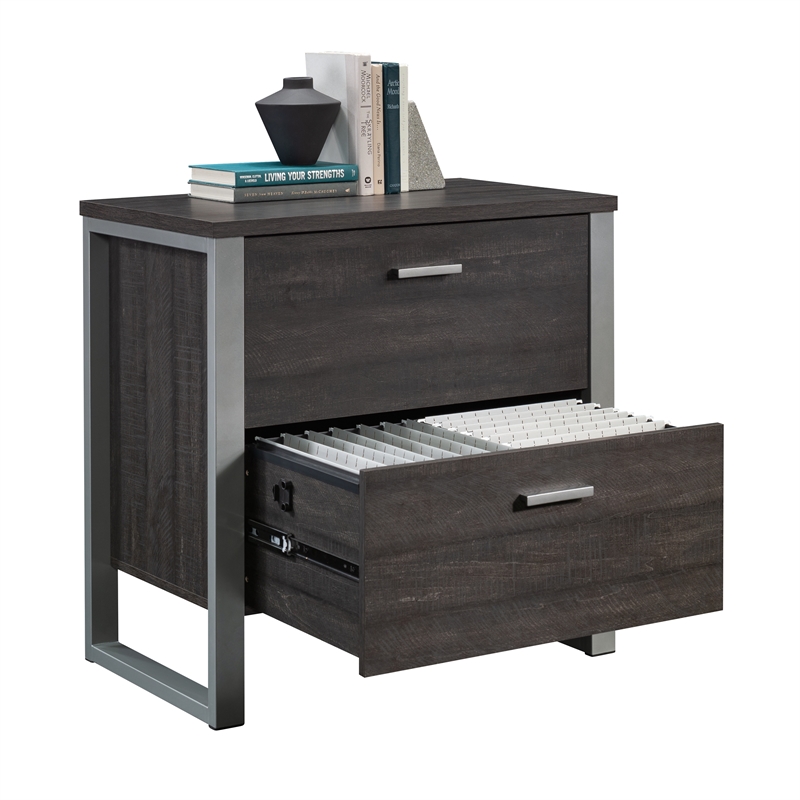 Pemberly Row Engineered Wood and Metal Lateral File in Blade Walnut