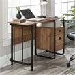 Pemberly Row Contemporary Engineered Wood and Metal Desk in Etched Oak