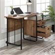 Pemberly Row Contemporary Engineered Wood and Metal Desk in Etched Oak