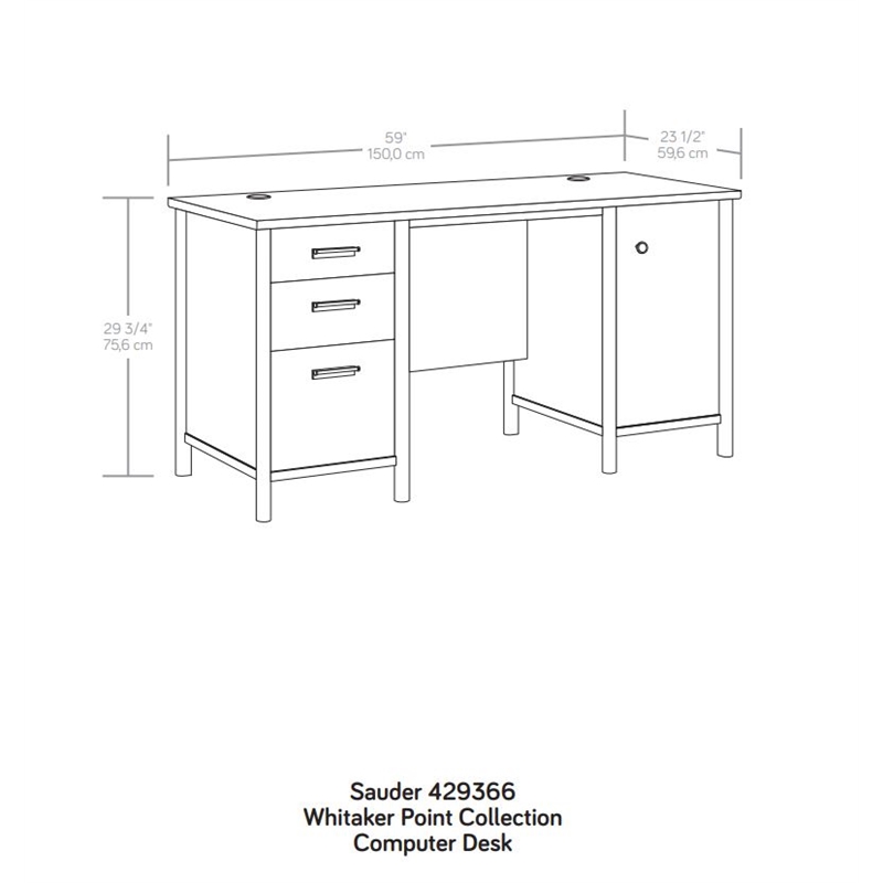 Pemberly Row Contemporary Engineered Wood Desk in Natural Maple Finish